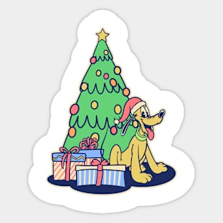 Pluto Around The Christmas Tree Sticker